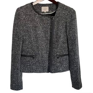 Ann Taylor Loft Gray Moto Jacket Zip Up Pockets Size 4 NWOT